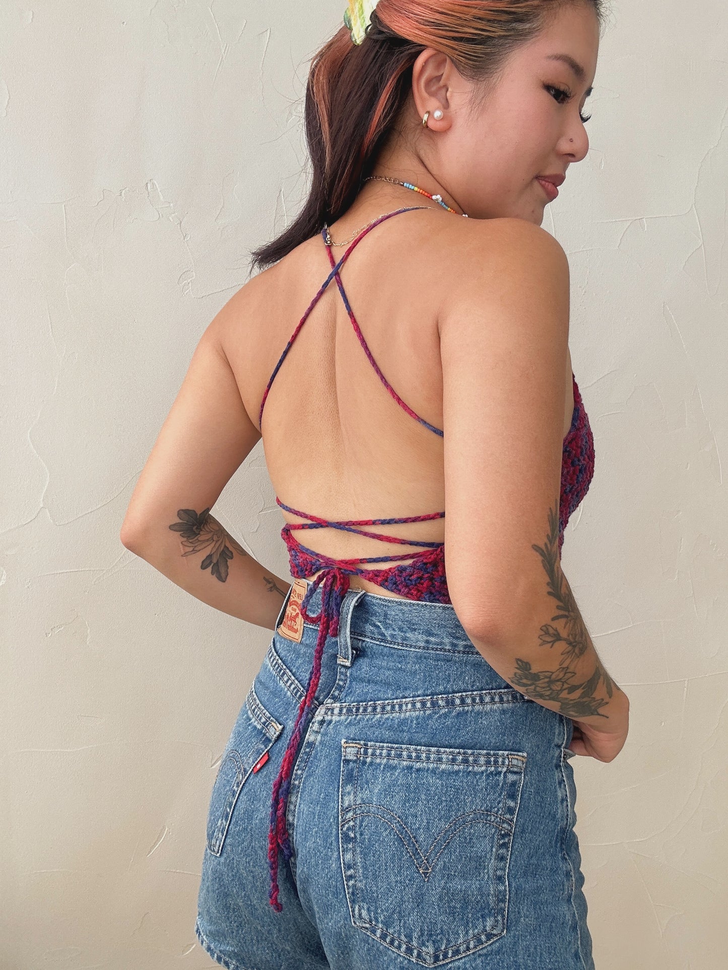 Merlot at Midnight Lace Up Top